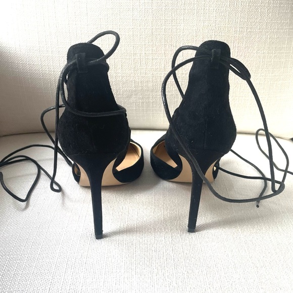 Sam Edelman Helaine Black Suede Lace-Up Strappy Pumps - Picture 6 of 7